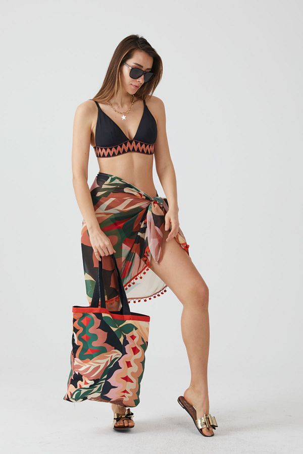 Tropical pom pom beach dress clearance