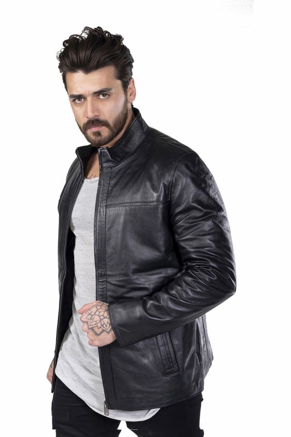 BEKA DER Genuine Men s Black Leather Jacket Trendyol