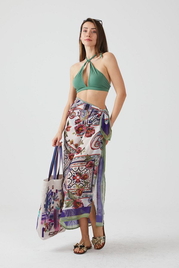 AYSHOME-Rochie de plajă pareo cu model Ays Home Tile 1