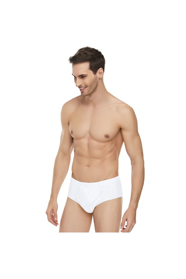 Tutku Elit-Men's White Combed Cotton Kom Cotton 3 Pieces Slip Panties 1