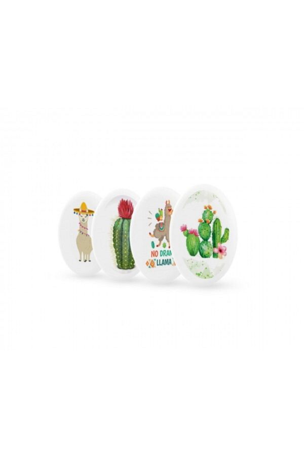 Silkar-Silka Cactus-Lama Patterned Ellipse Shaped Eraser (sg-22) Pack of 4 1