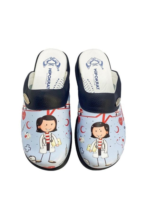 Hipokrat Medikal Sabo-Hippocrates Sabo Medical Patterned Orthopedic Slippers Navy Blue 1