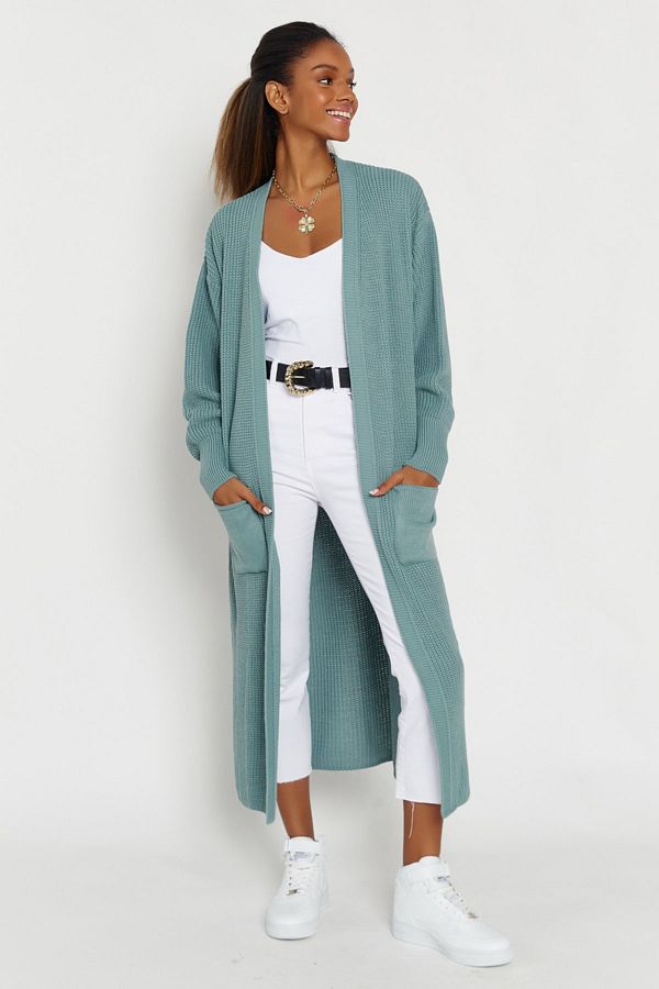 Hopoi Women s Mint Pocket Long Mint Cardigan Tyc00394555279 Trendyol