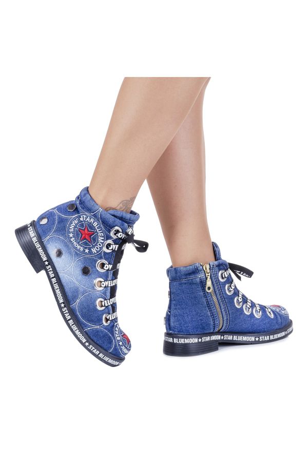 Flat blue ankle boots new arrivals