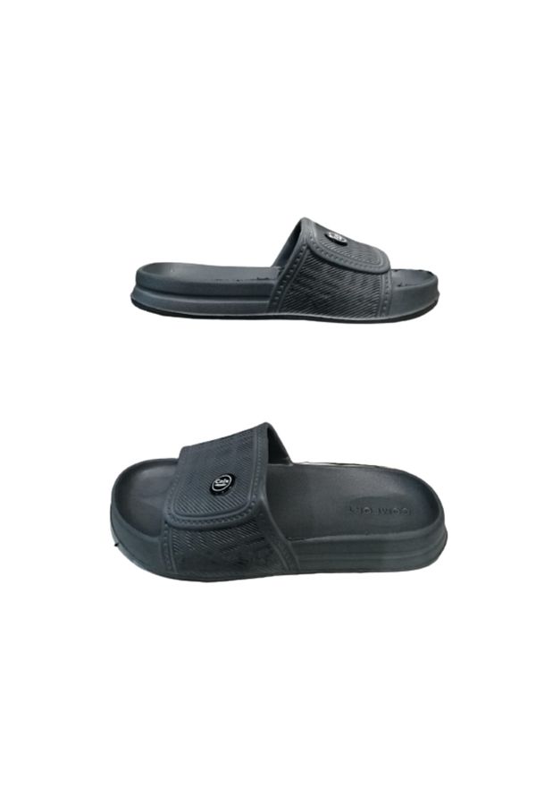Calx-Clx034-030 Boy's Navy Blue and Smoke Daily Walking Slippers 1