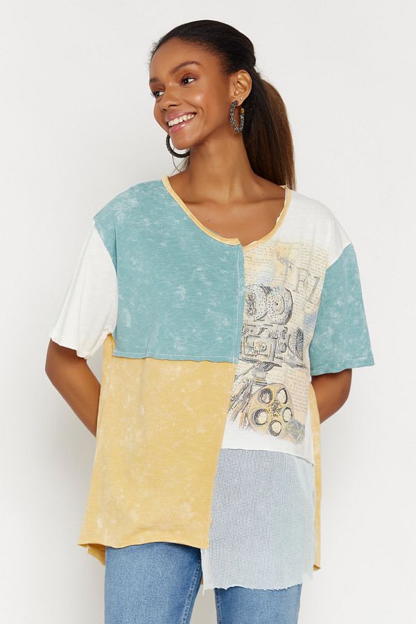 Hopoi-Women's Mint Patchwork T-shirt 25044 1