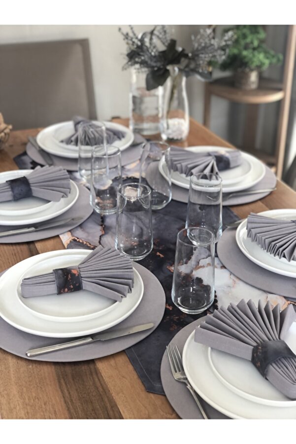 desen izmir American Serve, Gray Marble Plates, Napkins,