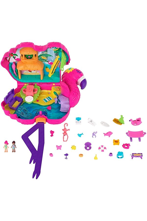 Polly Pocket Flamingo Partisi Large Compact Çanta Oyun Seti