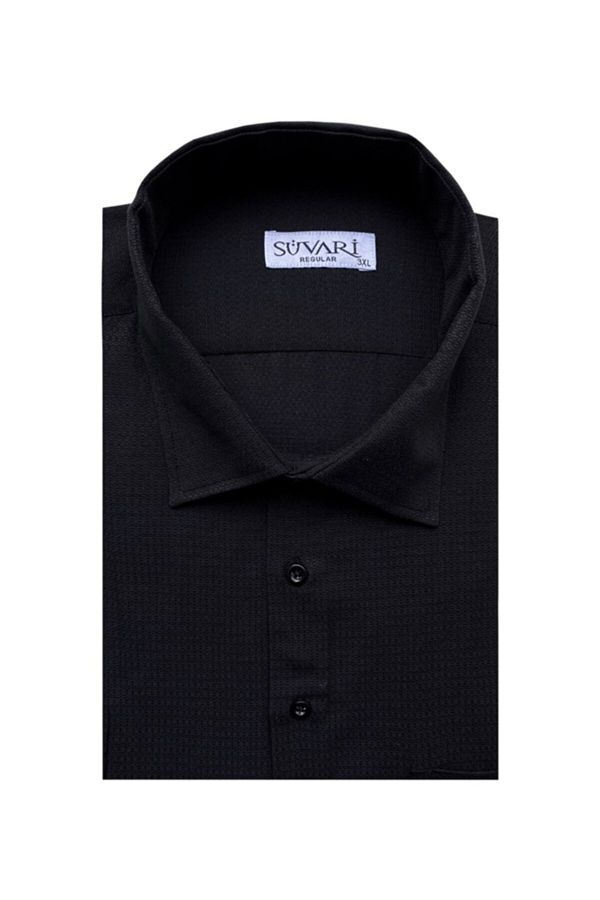 SÜVARİ-Classics Custom Dobby Μαύρο Ανδρικό Πουκάμισο Plus Size 1