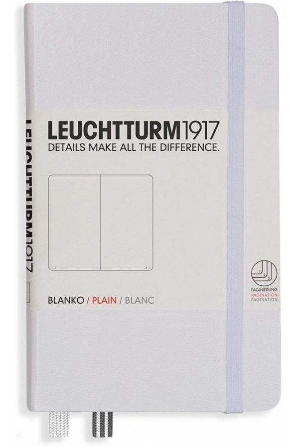 Leuchtturm1917-Pocket Size (A6) Notebook, Hard Cover, Plain, White Cover 1