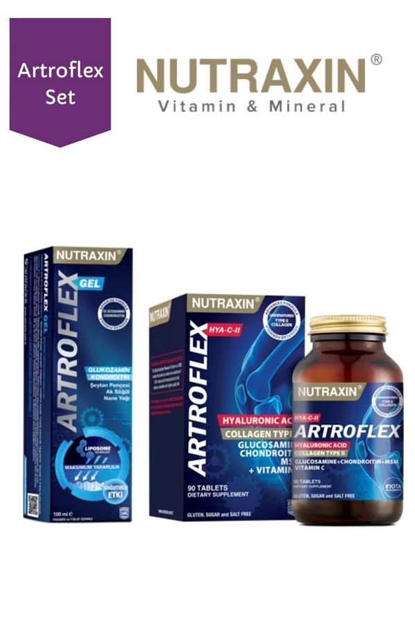 Nutraxin-Artroflex Hya-c-ii 90 Tablets and Artroflex Gel 100 Ml Glucosamine Support Package 1