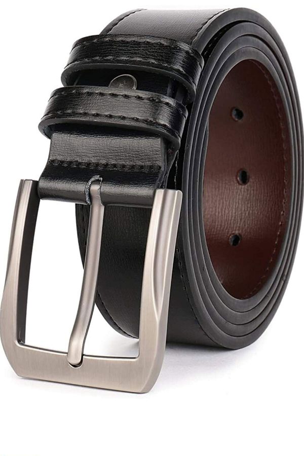 Gutiero-Curea bărbați Piele neagră Cusuta 4 Cm 1