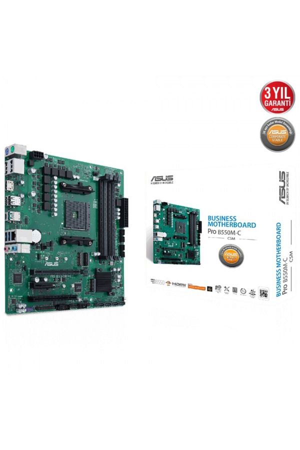 ASUS-Pro B550m-c/csm DDR4 M2 PCIE NVMe HDMI DVI PCIE 16x V4.0 Am4 Matx 1