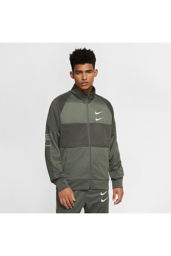 Nike Sportswear Swoosh Men s Green Tracksuit Top Trendyol