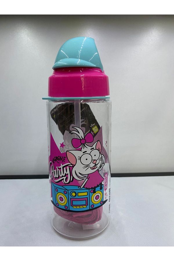 Gıpta-Kral Şakir Patterned Tritan Flask with Straw 500cc K025-2 1