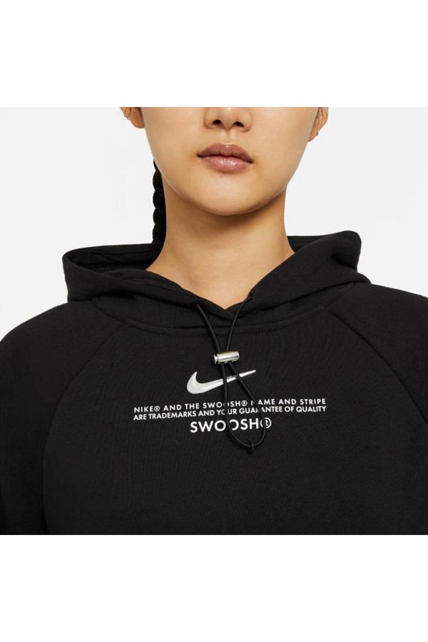 Nike Sportswear Swoosh Fleece French Terry Hoodie Women s Sweatshirt Black Trendyol