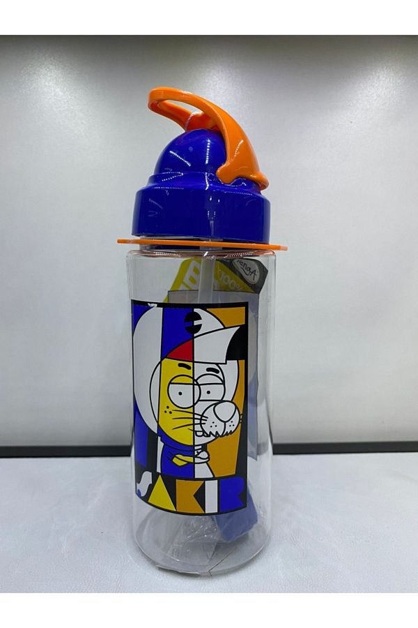 Gıpta-Kral Şakir Patterned Tritan Flask with Straw 500cc K025-1 1