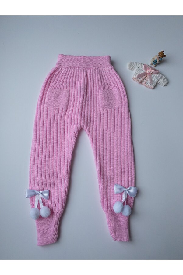 gogo bici Kurdeleli Bebek Çocuk Triko Tayt Pembe