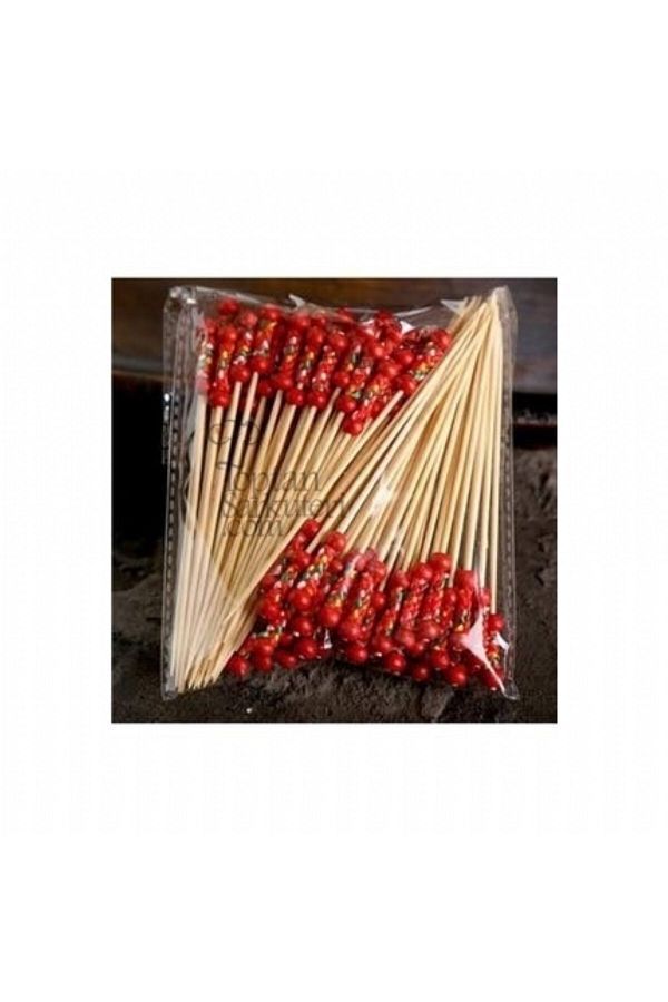 Delizia-Bamboo Red Braided Toothpicks 100 Pcs. 1