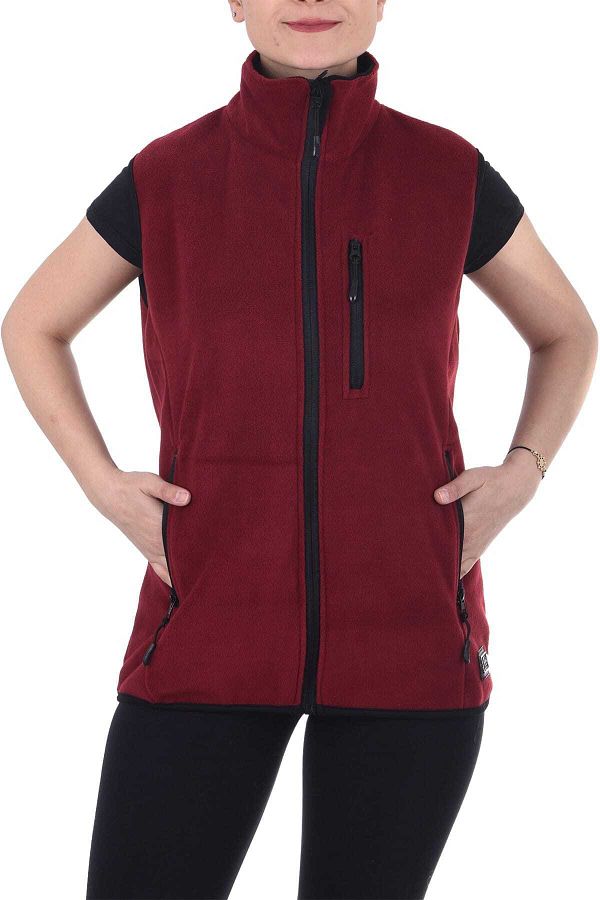 GHASSY CO.-Women's Burgundy Sports Fleece Vest 1