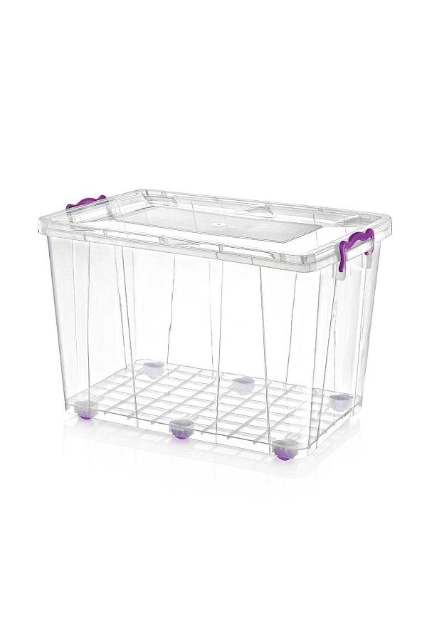 ekalemun-80 Lt Capacity Transparent Wheeled Lockable Storage Box 1