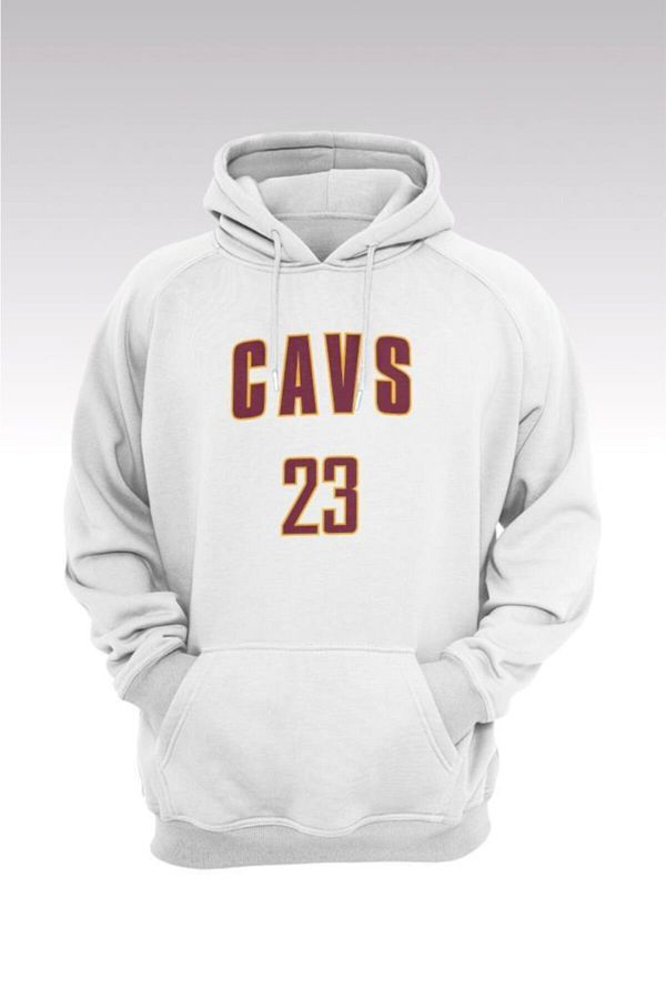 BBB Cavs 23 Printed Unisex White Hooded Sweatshirt Trendyol