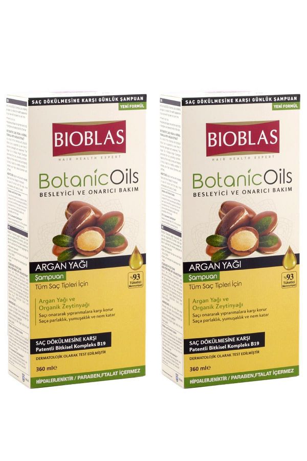 Bioblas-Argan X 2 Pieces - 360 Ml Botanic Oils Shampoo 1