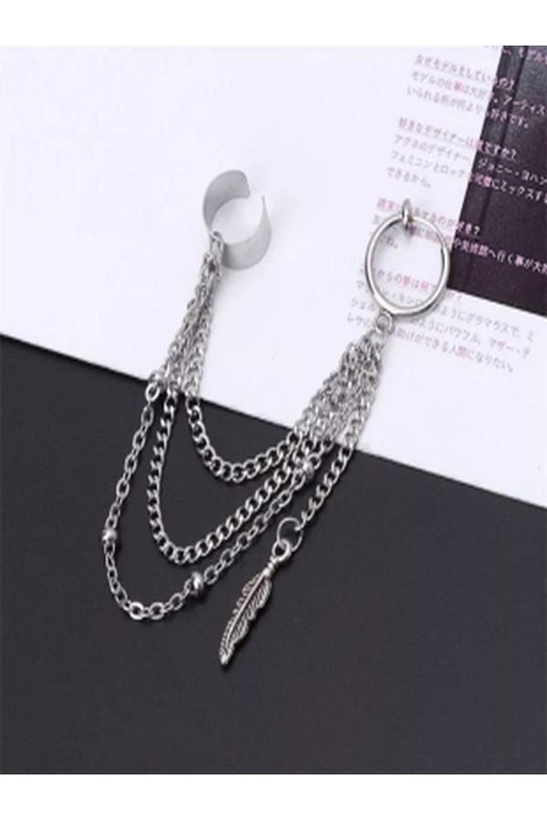 TakıConcept-Kpop Suga Jimin Two Non-Perforated Feather Dangle Earrings 1