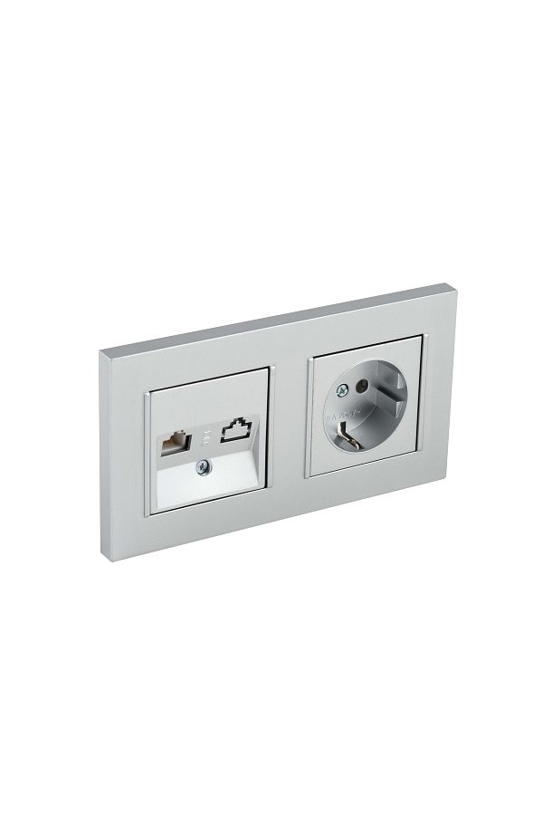 Netelsan-Matte Silver Grounded Socket - Numeris Telephone Socket Double Set 1