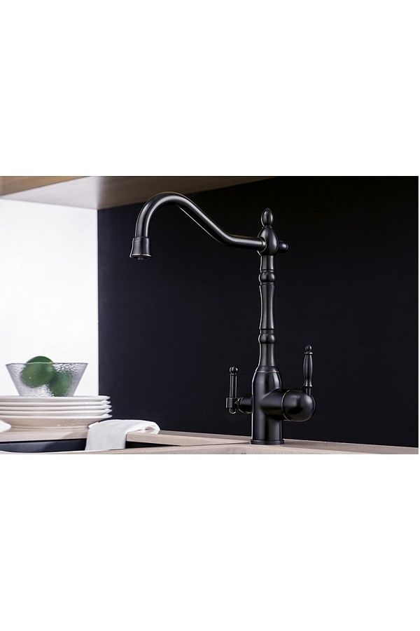 OEM-Kitchen Sink Faucet Dual Flow Water Purification Outlet Matte Black Copper Striped 7 Years Warranty Imported 1