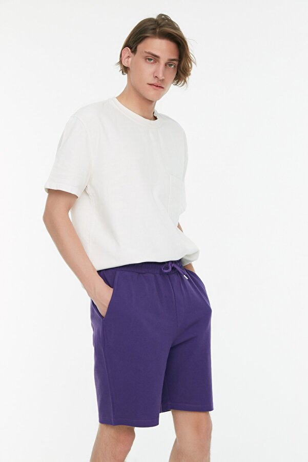 Trendyol Collection Men's Purple Regular/Normal Cut Textured Shorts ...