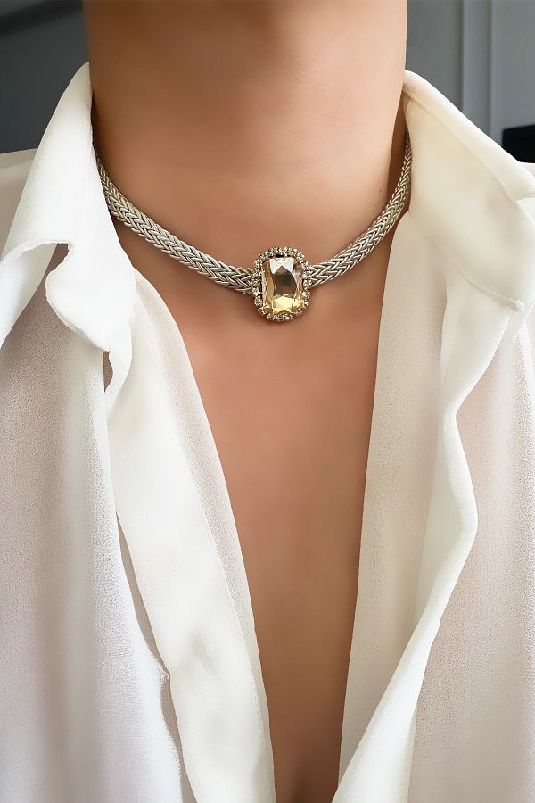 Liveyn Design Crystal Stone Choker Necklace Trendyol