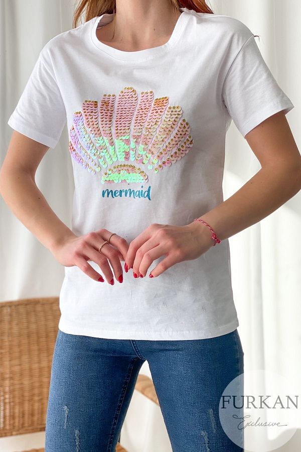 Mermaid sequin t shirt top
