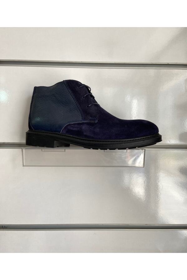 PUNTO-600402   Ανδρικές μπότες από γνήσιο δέρμα Navy Blue Suede 1