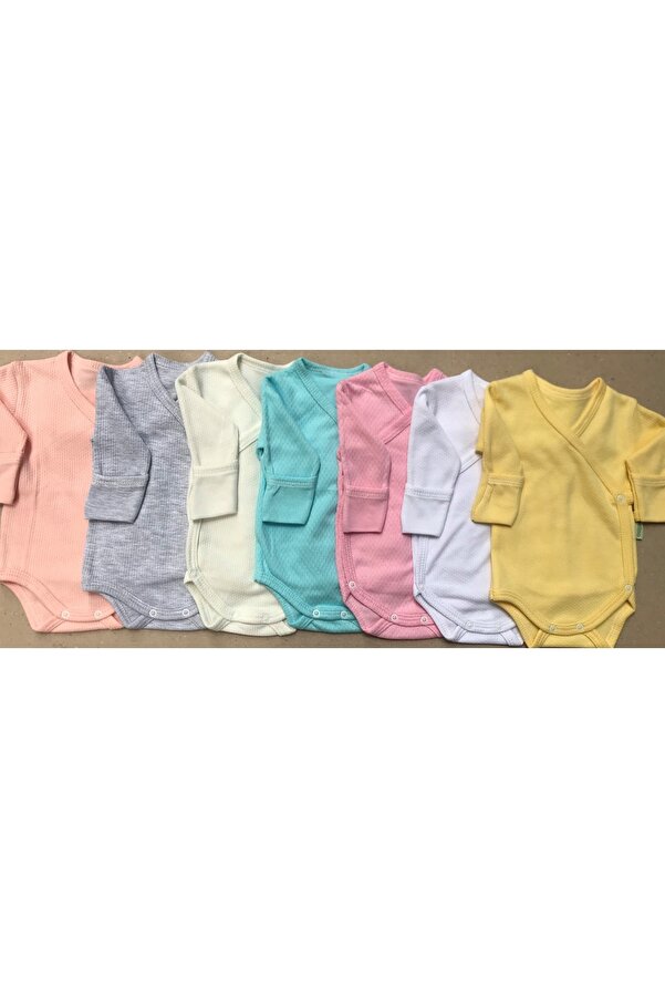 bebedino Uzun Kollu Kendinden Eldivenli Çıtçıtlı Badi Kruvaze (7 Lİ PAKET)