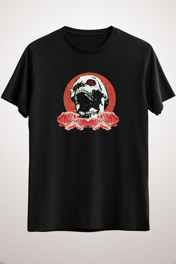 GreenMint-Tatuaj pentru bărbați cu trandafiri cu craniu negru 1