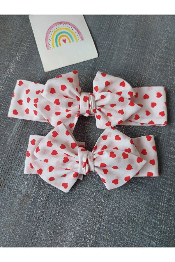 pempem bandana Kırmızı Kalpli Anne Kız Bandana