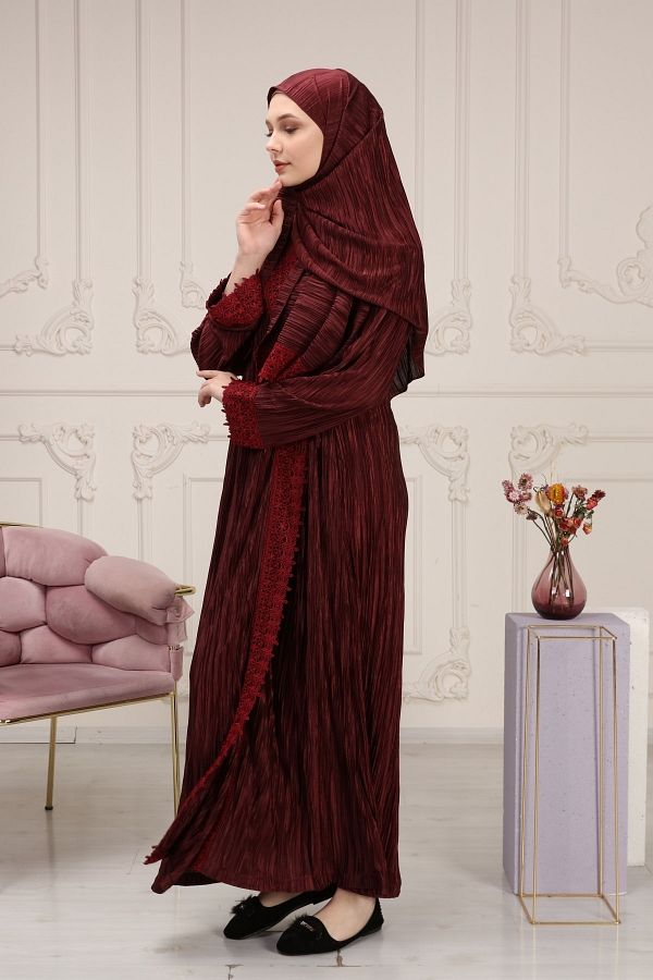 Burgundy dress with shawl shop