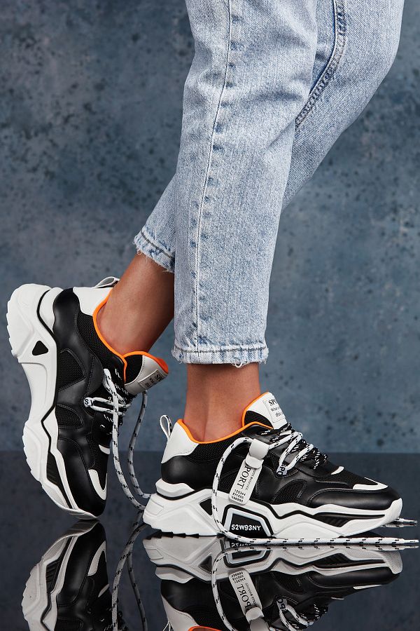 DARK SEER-Weißer schwarzer Damen-Sneaker 1