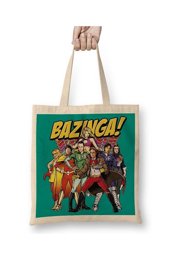 Baskı Dükkanı-Geantă din pânză Bazinga The Big Bang Theory cu mâner lung 1