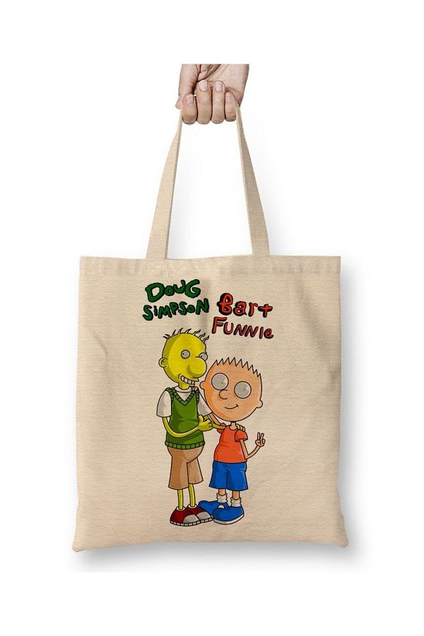 Baskı Dükkanı-Bart Funnie E Doug Simpson Tote Bag Long Handle 1