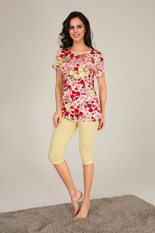 MyBen-Tunica și jambiere de damă de culoare galbenă cu modele florale Slmky04 1