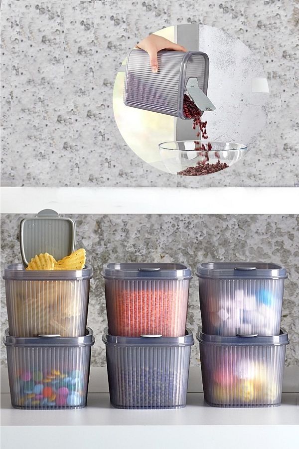 Bayev-Practical Lid 6 Pieces Food Grocery Storage Container 1300 ml 1