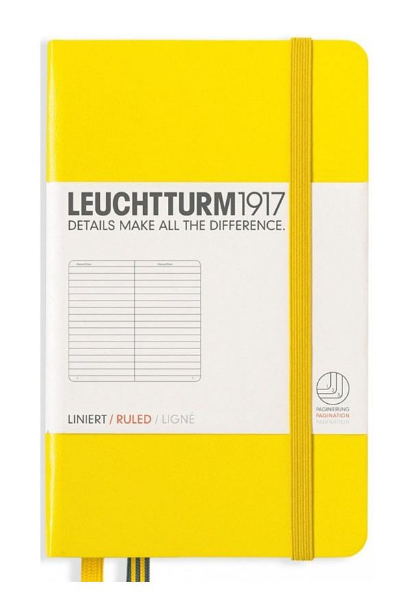 Leuchtturm1917-Σημειωματάριο τσέπης (A6), σκληρό εξώφυλλο, 185 αριθμημένες σελίδες, ριγέ-κίτρινο κίτρινο 1