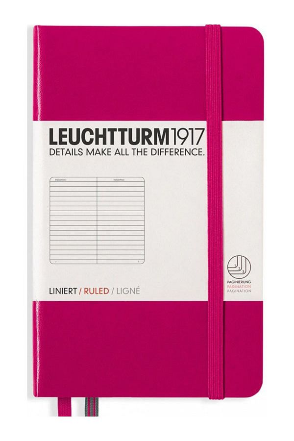 Leuchtturm1917-Buzunar Dimensiune A6 Notepad Copertă rigidă Copertă cireș cu rigle 1