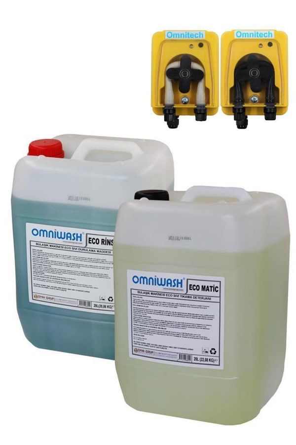 Omniwash-Eco Industrial Dishwasher Dosing Pump and Detergent Set 1