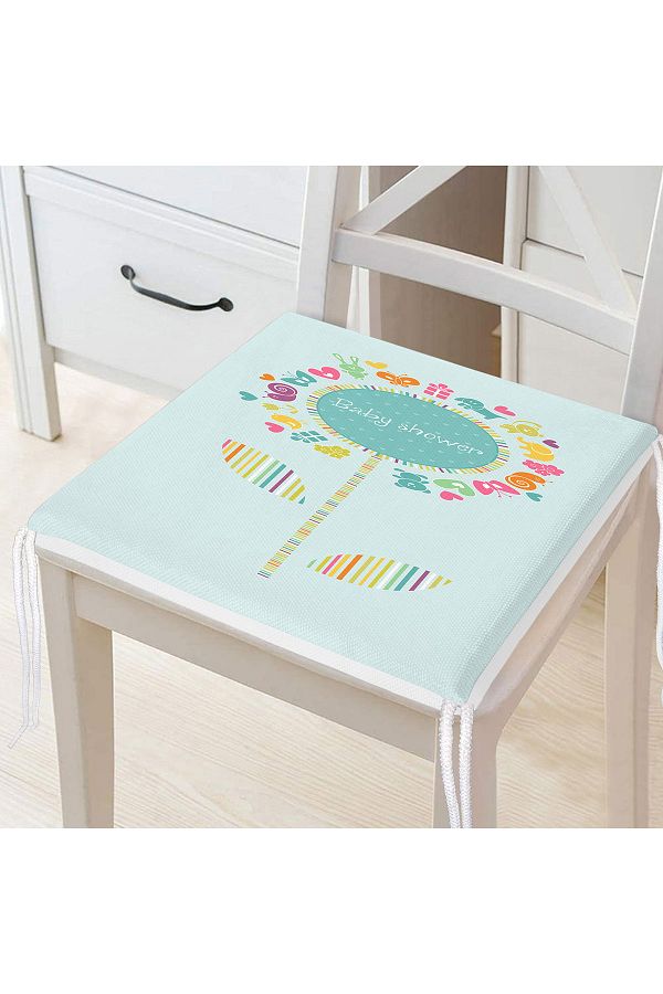 Realhomes-Baby Shower Written Special Designed Digital Printed Children's Room Zippered Chair Cushion 1