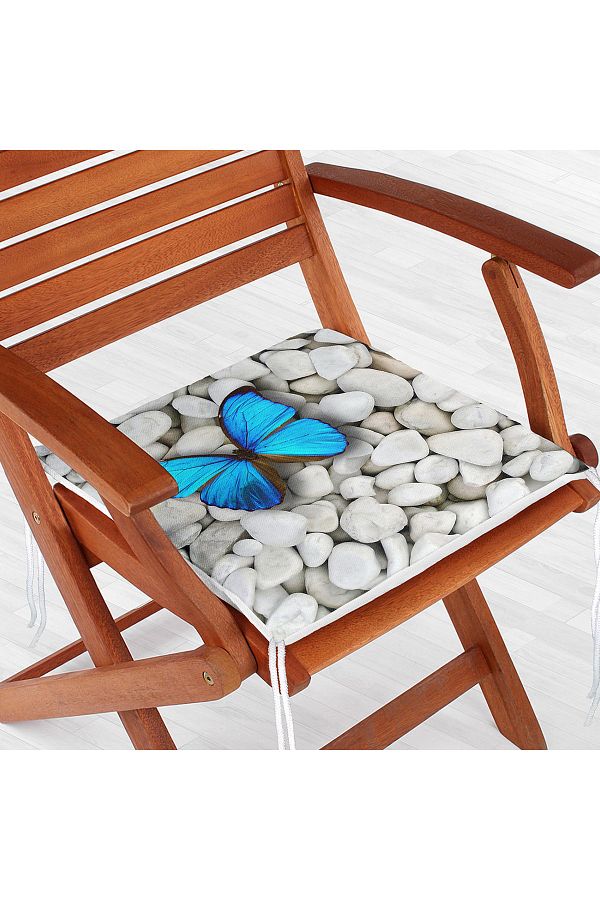 Realhomes-Specially Designed Digital Printed Zippered Chair Cushion with Butterfly Pattern on Stoned Floor 1