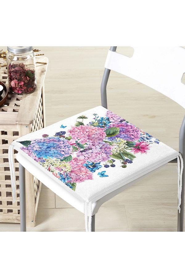 Realhomes-Lilac Color Cluster Lily Patterned Digital Printed Zippered Chair Cushion 1