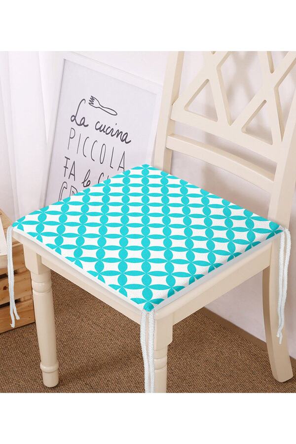 Realhomes-Blue Circular Geometric Digital Printed Zippered Chair Cushion 1
